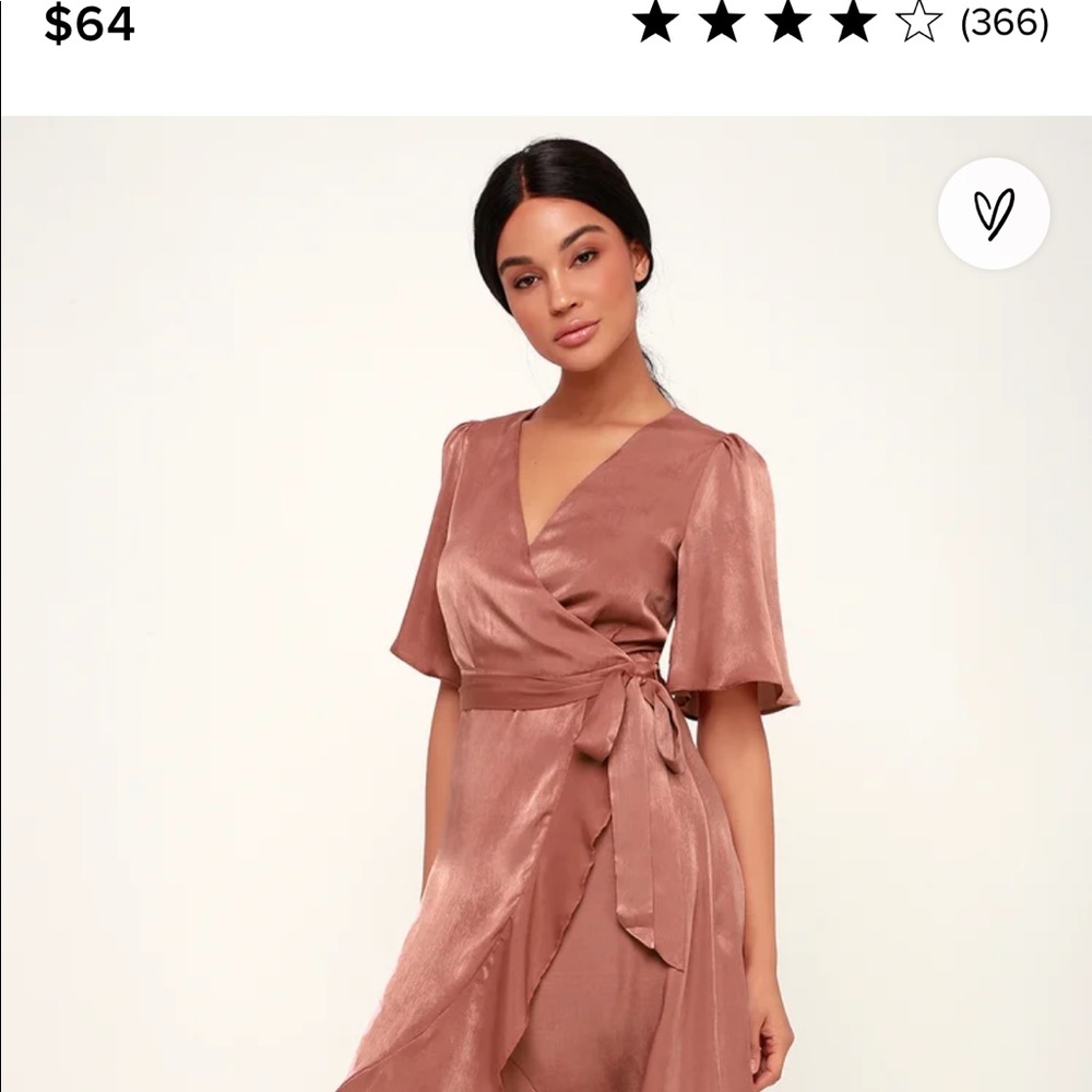 LULUs Wrapped up in Love Mauve Satin Faux- Wrap MIDI Dress